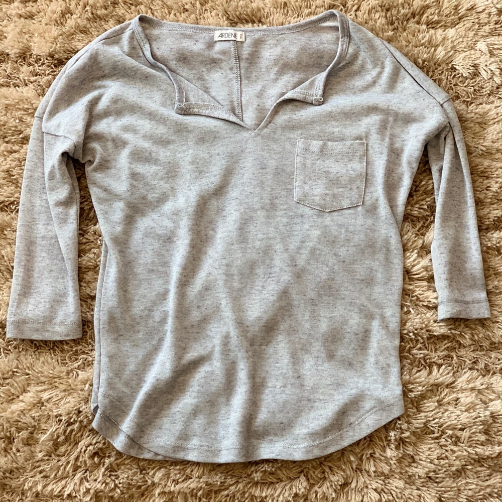 Grey 3/4 Length Sleeve Top